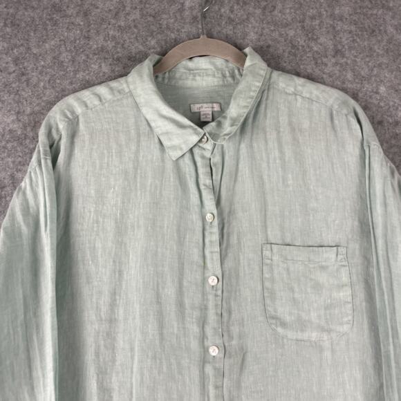 J Jill Love Linen Tunic Top Womens 2X Pale Green Coastal Relaxed Beachy - Picture 2 of 15